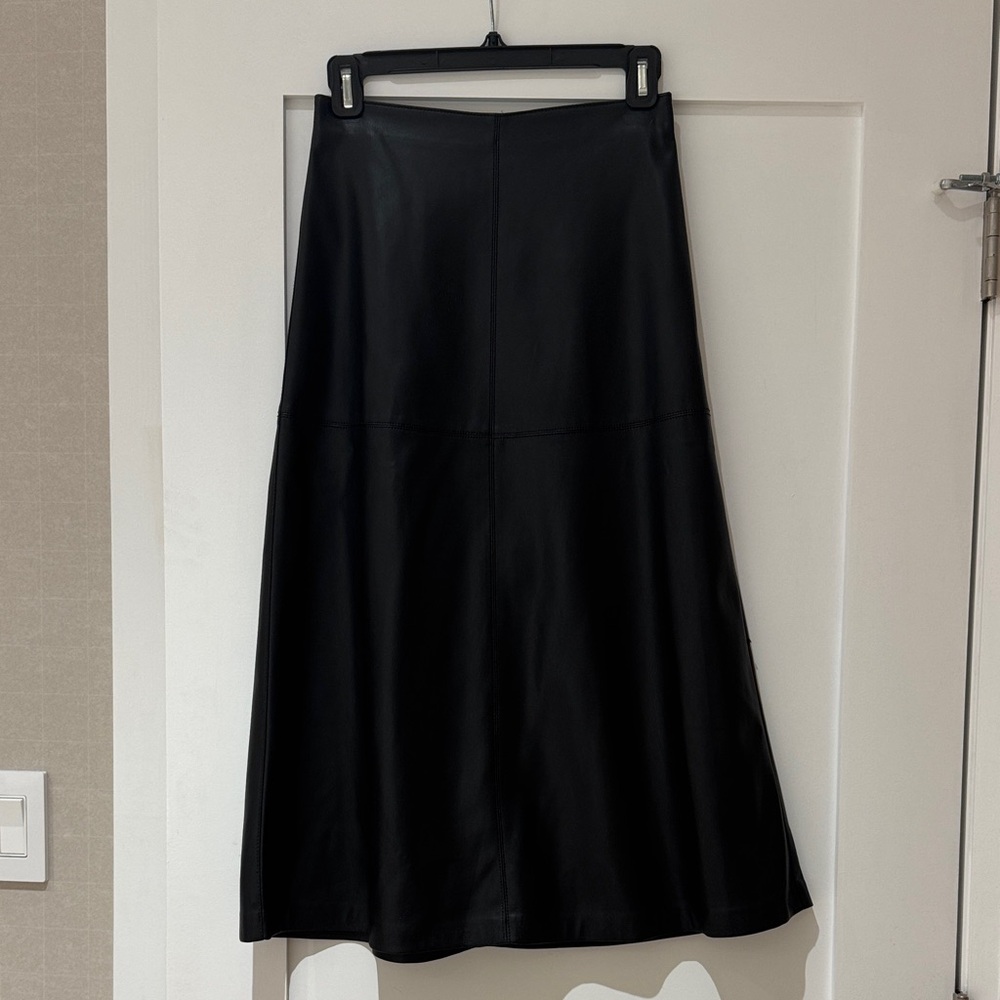 Mango leather Black A-Line Skirt